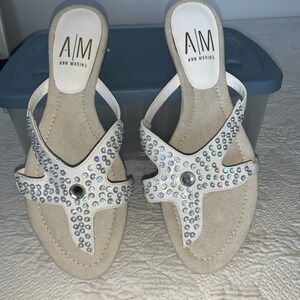 Ann Marino Y2K Starfish Rhinestone Slides Sandals Size 9.5 M Sequins